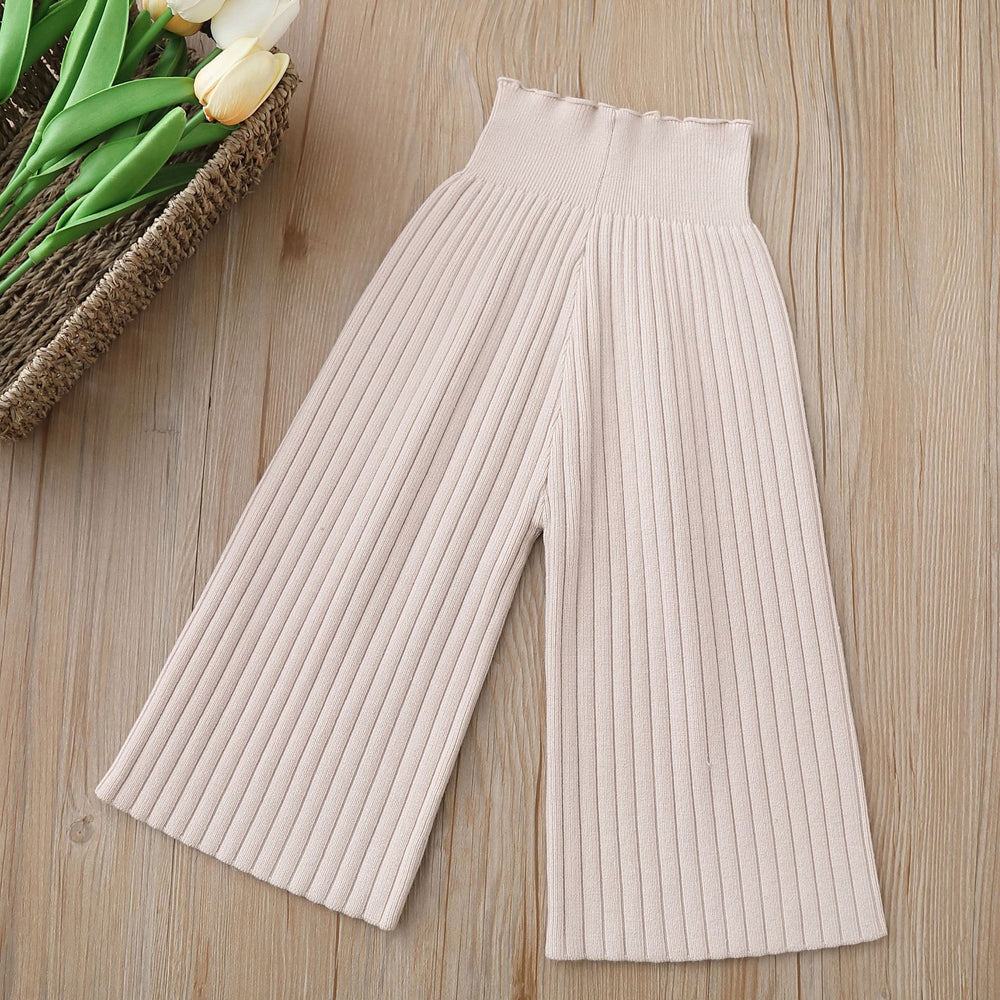 autumn new knitted wide-leg pants korean style boys' and girls' woolen trousers casual long pants