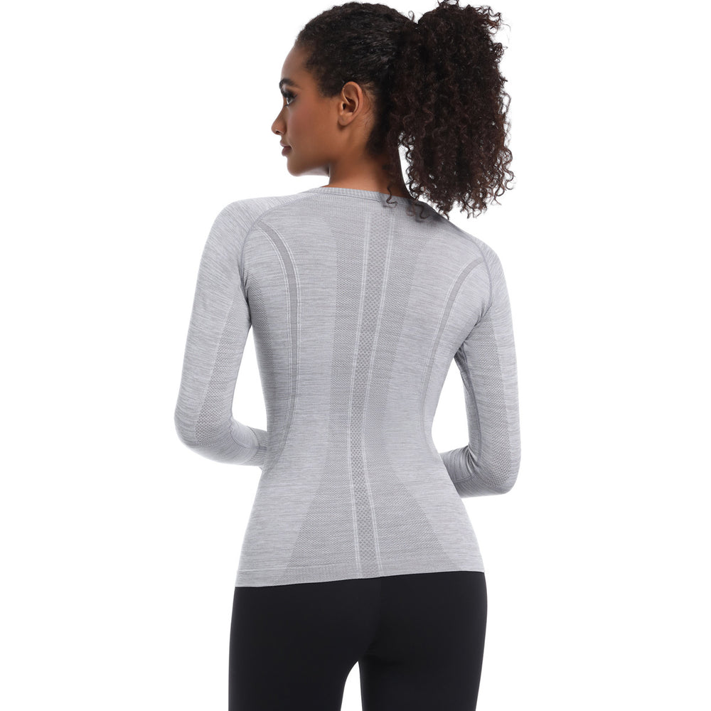New women's quick-dry long sleeve activewear top - seamless, breathable, one-piece design for running, fitness, and yoga - perfect for cross-border e-commerce in europe and the us