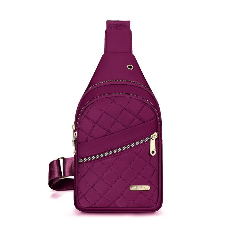 Cross-border simple fashion breast bag women's anti-splashing casual versatile simple messenger bag daily commuting diamond shoulder bag