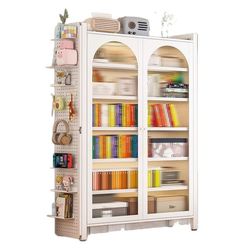 Steel bookcase with door kids bookshelf floor-standing dust-proof storage cabinet living room display cabinet iron art storage rack storage cabinet