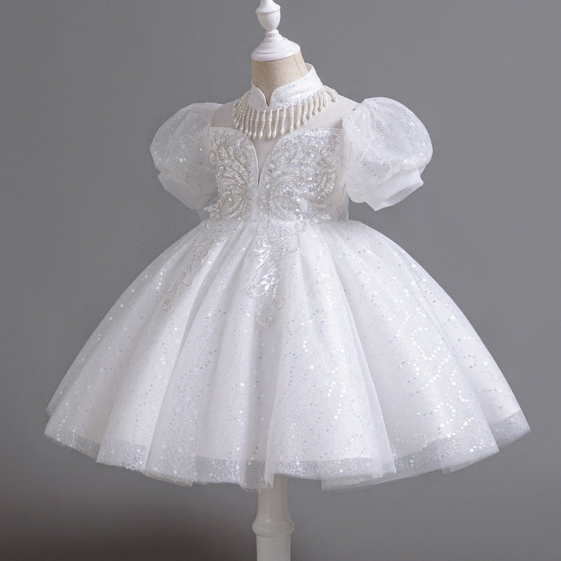 summergirldress summer dress kids dress puff sleeve large swing style princess gauze skirt birthday skirt