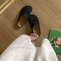 Breathable frenchniche style hand-woven cut out toe-cap half-slippers for women summeroutwear roman style thick sole mule shoes