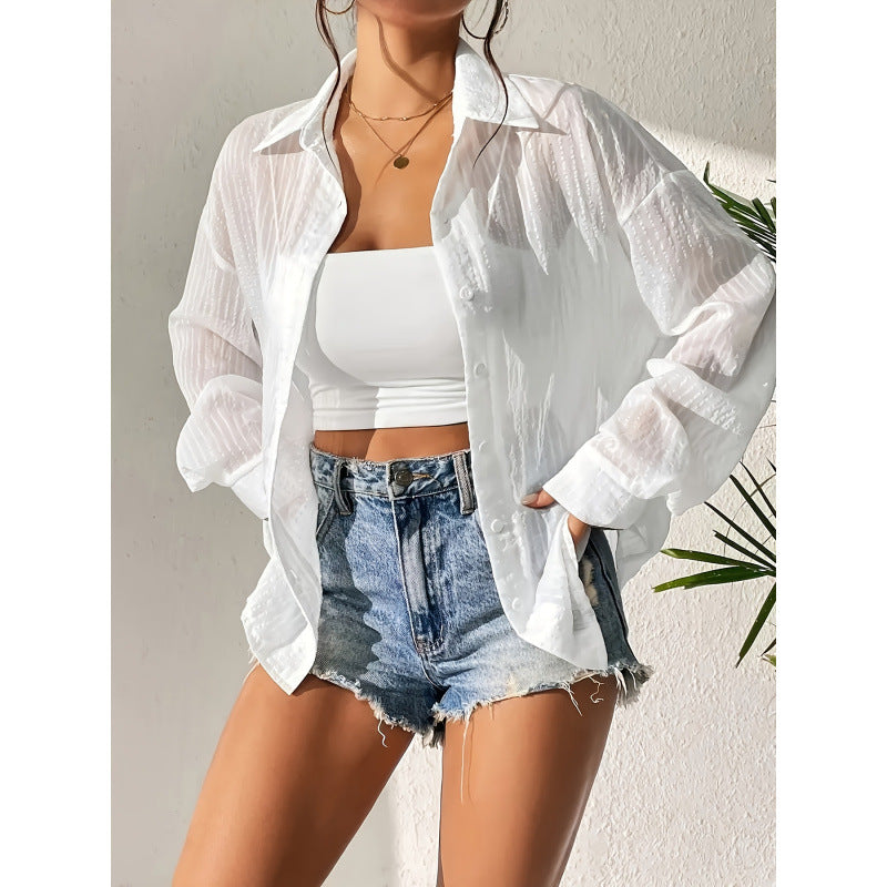 coded new arrival  women's light and translucent whiteoutwear, cardigan sun protection clothing shirt