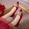 Niche stylefrench wedding shoes autum women 2024new arrival xiuhe wedding dress two-wear bridal shoes non-tiring high heels