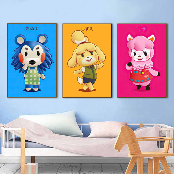 Cartoon animal decorative painting dopamine style children's room bedroom hanging painting baby room early education center classroom mural