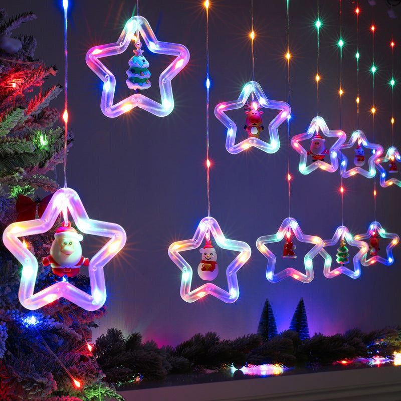 Christmas decorative light string star light string room curtain light atmosphere LED lights flashing Christmas tree ice strip light