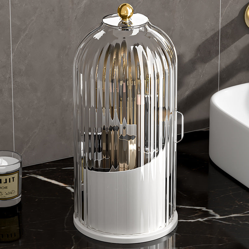 Desktop storage box transparent cosmetics accessible luxury rotatable compartment makeup dustproof storage rack dressing table storage tube