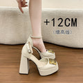 Export super high-heeled women's sandals  k-style square toe bag heel thick heel export women's flats buckle sandals wholesale