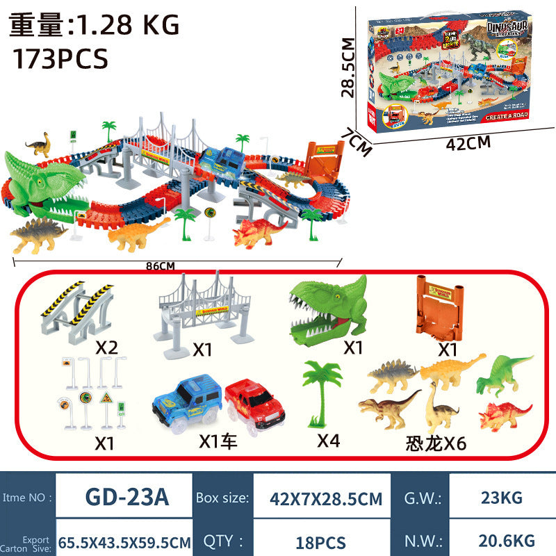 new arrival volcano electric spray dinosaur track assemble variety shape sound and light toy educational boy toy