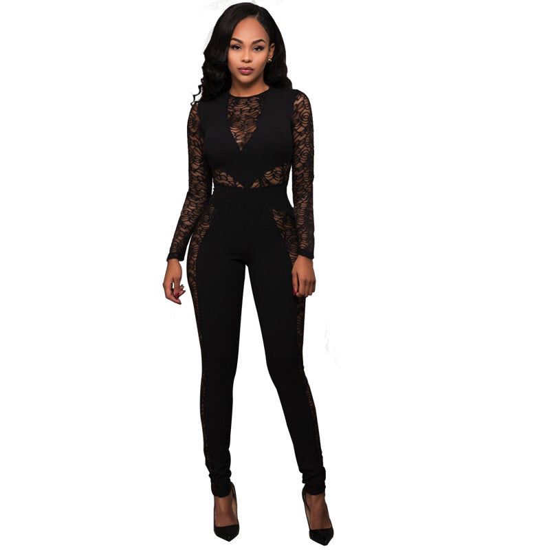 L9831 special offer: no returns or exchanges. please purchase with care. cross-border  fashion women's sexy lace jumpsuit