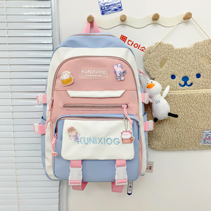 Small fresh schoolbag female junior high school students high value cute primary school students backpack middle school students large capacity lightweight backpack