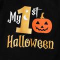 baby halloween pumpkin print long-sleeve romper + pants + hat three-piece set