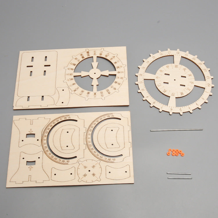Science experiment set Wooden assembly model Mechanical sundial Sun clock Student science and technology small production Educational toys