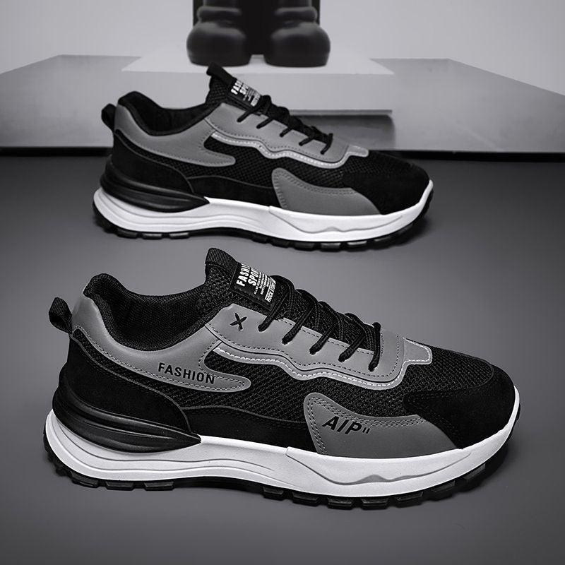 2025 new spring men's mesh breathable chunky sneakers - athletic, casual, trendy, thick-soled, height-increasing, work safety shoes for men
