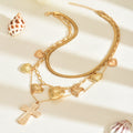 Cross pendant wholesale european and american cross-border stylish hip-hop punk heart clavicle chain accessible luxury niche stacking necklace