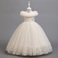 Girls' long tulle evening gown - new elegant performance dress for little girls, runway princess style, european and american fashion