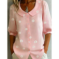 Independent station new arrivalfashion doll collar lapel shirt pure colorcasual button shirt