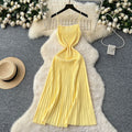 Women's summer dress  new arrival: elegant and chic spaghetti strap knit dress with vertical stripes - slimming, waist-defining, and perfect for layering