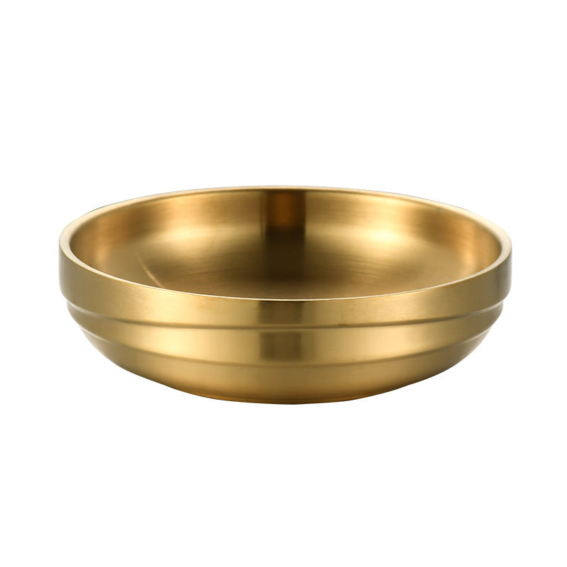 304 korean style extra thick double-layered gold sauce dish, snack & kimchi plate, bbq restaurant seasoning dish, hot pot dipping bowl