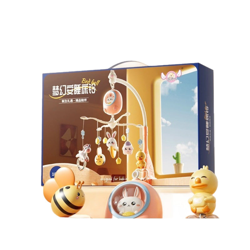 baby crib mobile toy, 0-1 year old baby musical rotating bedside bell, newborn crib hanging rattle night light