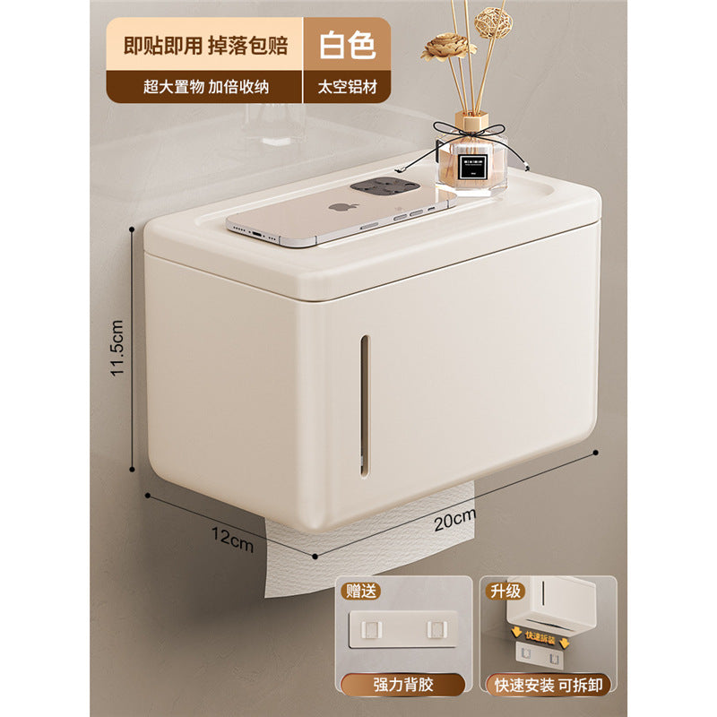 Milk white bathroom tissue box No punching waterproof wall-mounted toilet Roll paper holder Toilet paper box Toilet paper rack