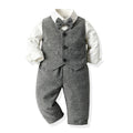 Export children's clothing autumn winternew arrivalfashionboyslong sleevesshirt dress suitpure colorvestpantsthree-piece set