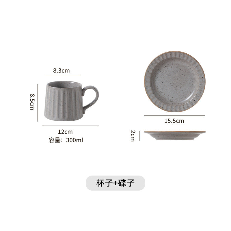 Japanese retro exquisite afternoon tea latte art striped coffee cup and saucer ceramic set - perfect for office milk and breakfast