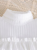new autumn/winter cross-border girls' high-neck ruffle knit top & heavy-duty denim beaded skirt pants two-piece set