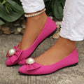 Exportplus sizeflats bean shoes  new arrival pointed toe flats shoes rhinestone pearl bowsall year roundflats