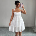 French women's summer new dress european and american cross-border  short skirt cake skirt elegant tie-up suspender skirt