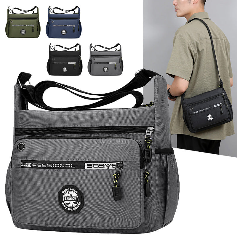 Cross-border multi-layer men's messenger bag 2025 new trend casual shoulder bag large-capacity work commuter storage bag