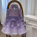 Girls' dress - spring  new collection: stylish and sophisticated purple performance gown for baby girls, princess dress for children