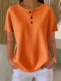 Ready-to-ship, cross-border amazon, foreign trade, fashionable crew neck waffle knit 2026 summer new style solid color pullover loose top