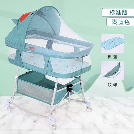 Baby crib newborn bed splicing large bed baby rocking bed bb children's bed cradle bed multifunctional movable foldable