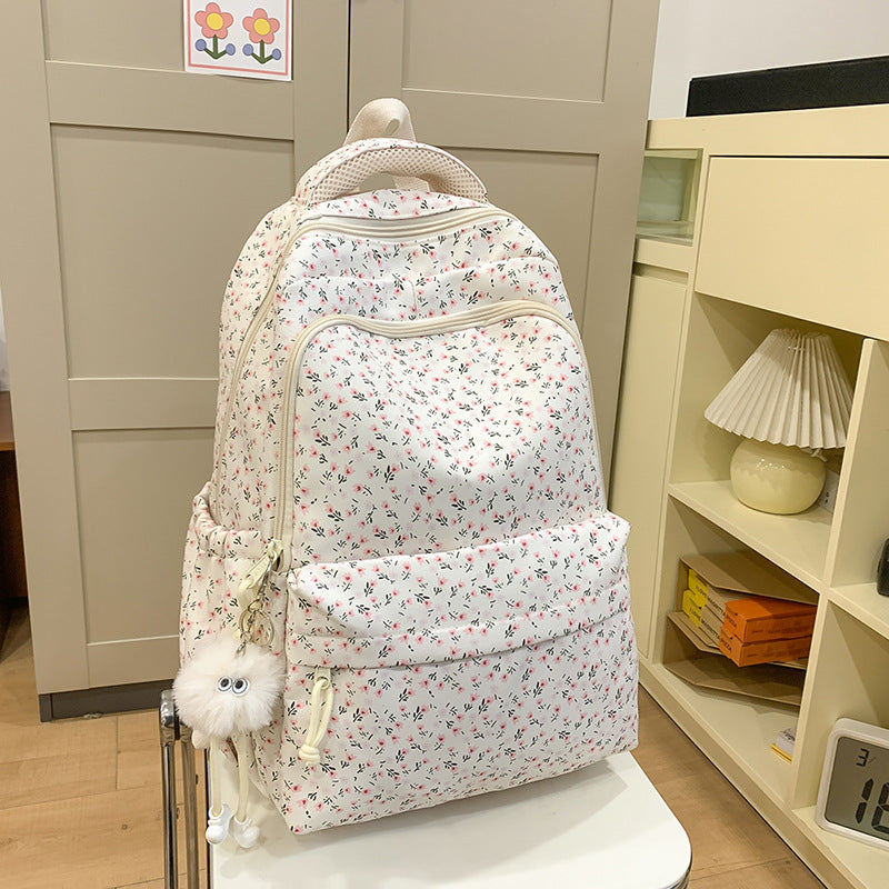 2025 new spring outing: stylish & chic solid color/floral casual student backpack - fresh & feminine everyday bag