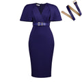 D623 european and american new style dress plus size women's elegant commute slimming v-neck cape foreign trade dress