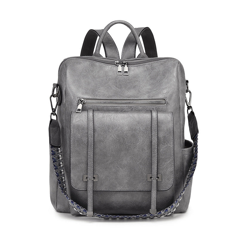 Spring  retro women's backpack new high-end PU soft leather dual-purpose double shoulder casual bag