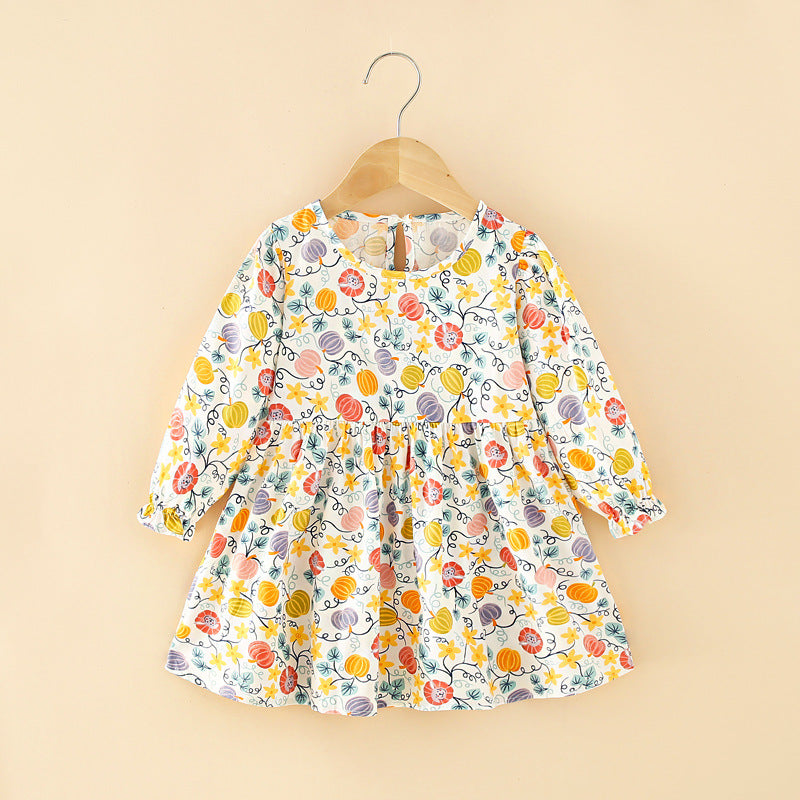 Girls' autumn dresses: simple spring/autumn dresses for toddlers and young children, korean style princess dresses, baby dresses for autumn and winter