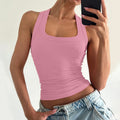 European and american style new  summer fashion hot girl u-neck solid color slim fit tank top crop top women's wholesale