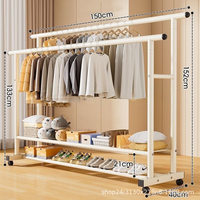 Simple clothes drying rack floor-standing clothes rack dormitory bedroom coat rack indoor balcony thickened rack for home