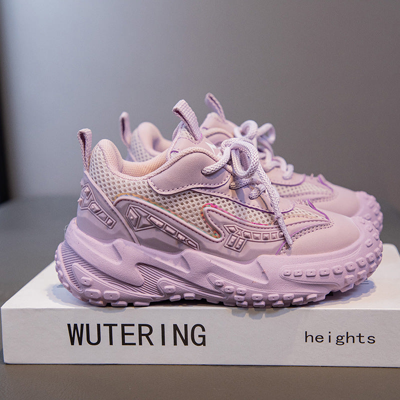 Children's sports shoes 2025 new autumn mesh versatile girls' shoes spring and autumn middle-aged and older children's dad shoes trend