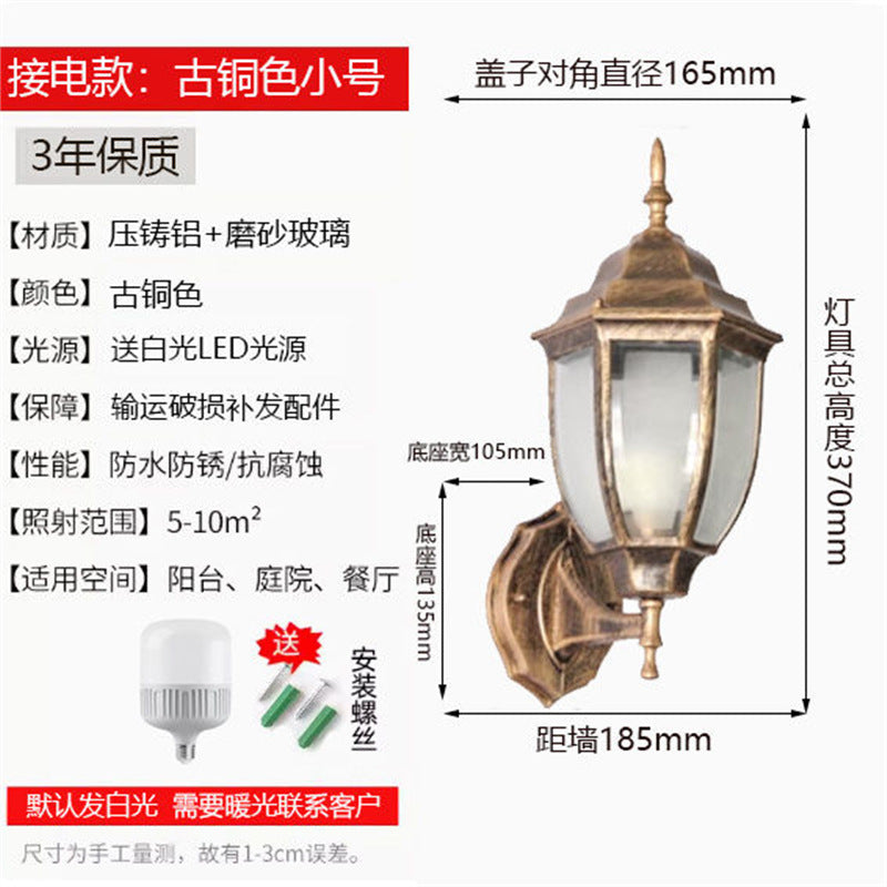 Outdoor wall light waterproof antique courtyard lamp european style outdoor villa pillar wall lamp luxury hexagonal wall sconce - hardwired