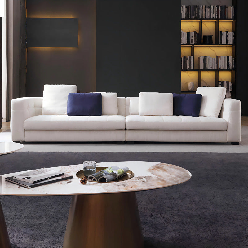 Italian normcore blazer sofa large and small apartment straight row three-seater cotton and linen fabric modern casual living room combination