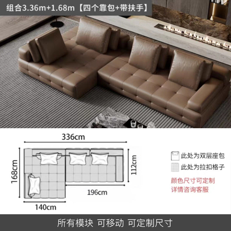 Lawrence genuine leather sofa italian normcore large and small apartment house villa customer corner sofa modern straight row leather sofa