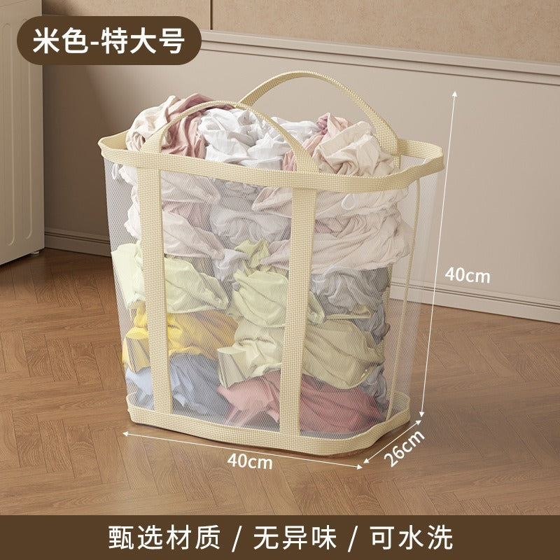 Portable household mesh nylon dirty clothes, bathroom debris sorting, large-capacity storage, hanging portable dirty clothes basket
