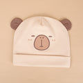 Sleepy bear baby hat (beige)
