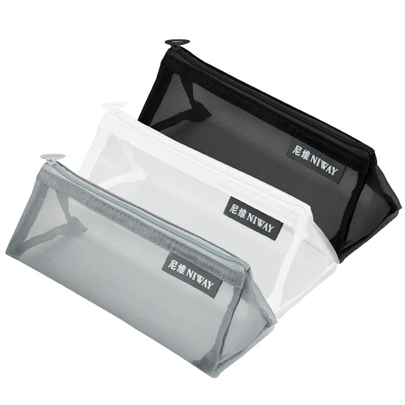 Pencil bag, simple and large-capacity student stationery bag, transparent mesh pencil bag, pencil bag, special storage bag for the examination room