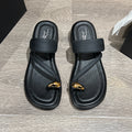New women's closed-toe slides - summer korean style lazy slip-on fashionable flat sandals
