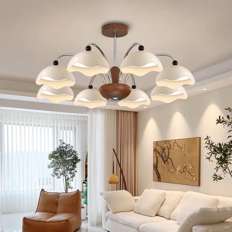 Medieval style eggshell main light American simple retro high-end walnut color bedroom study lighting living room chandelier