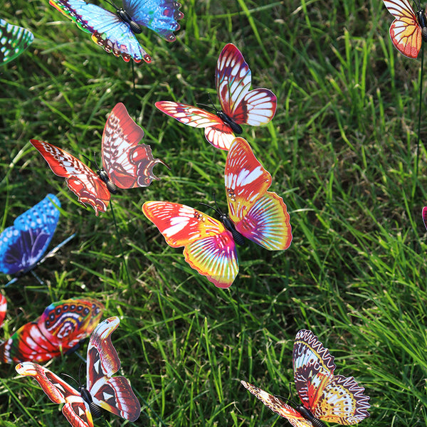 Luminous 8CM simulated butterfly skewer,  garden decoration colorful butterfly courtyard decoration holiday party arrangement